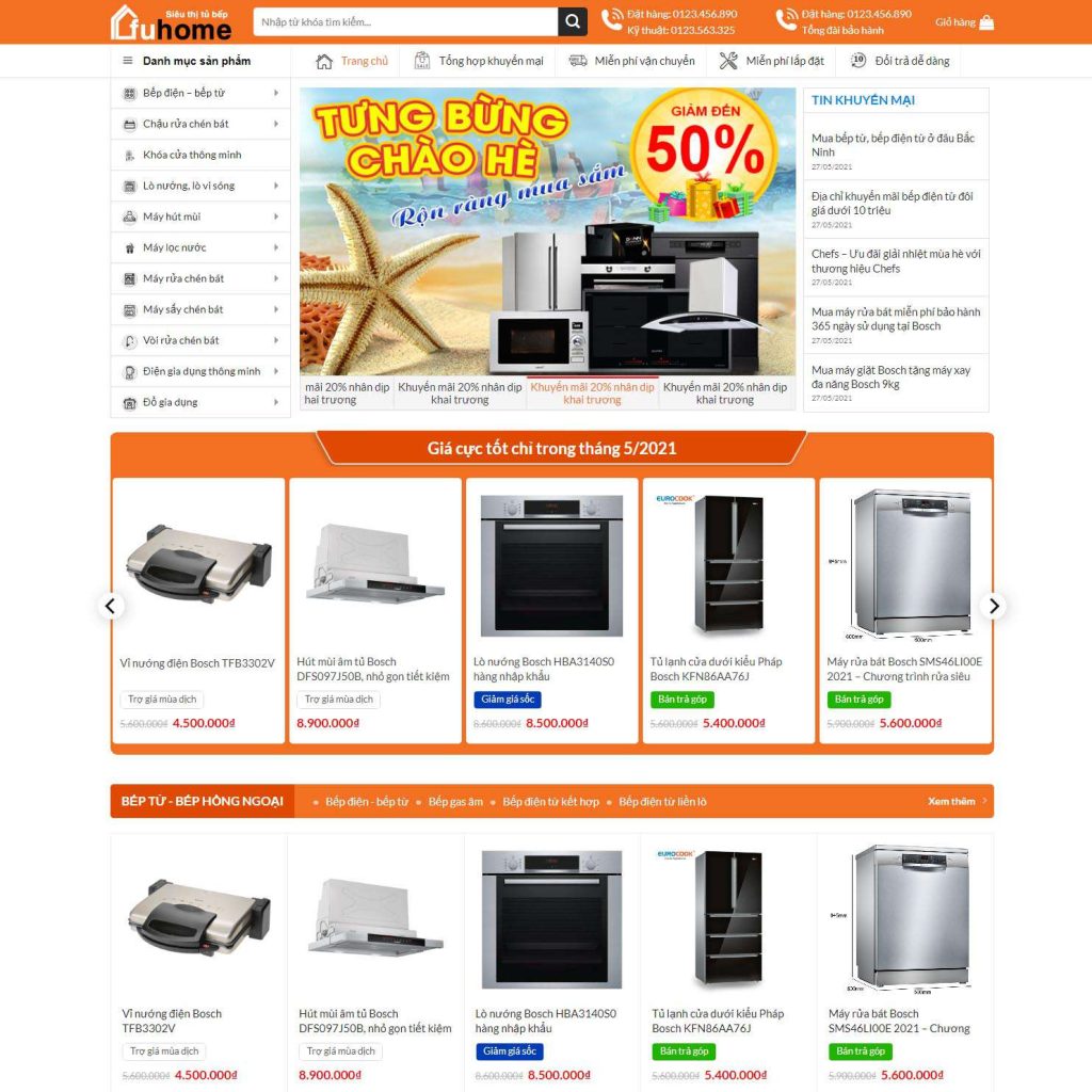 Theme bán bếp từ, bếp hồng ngoại