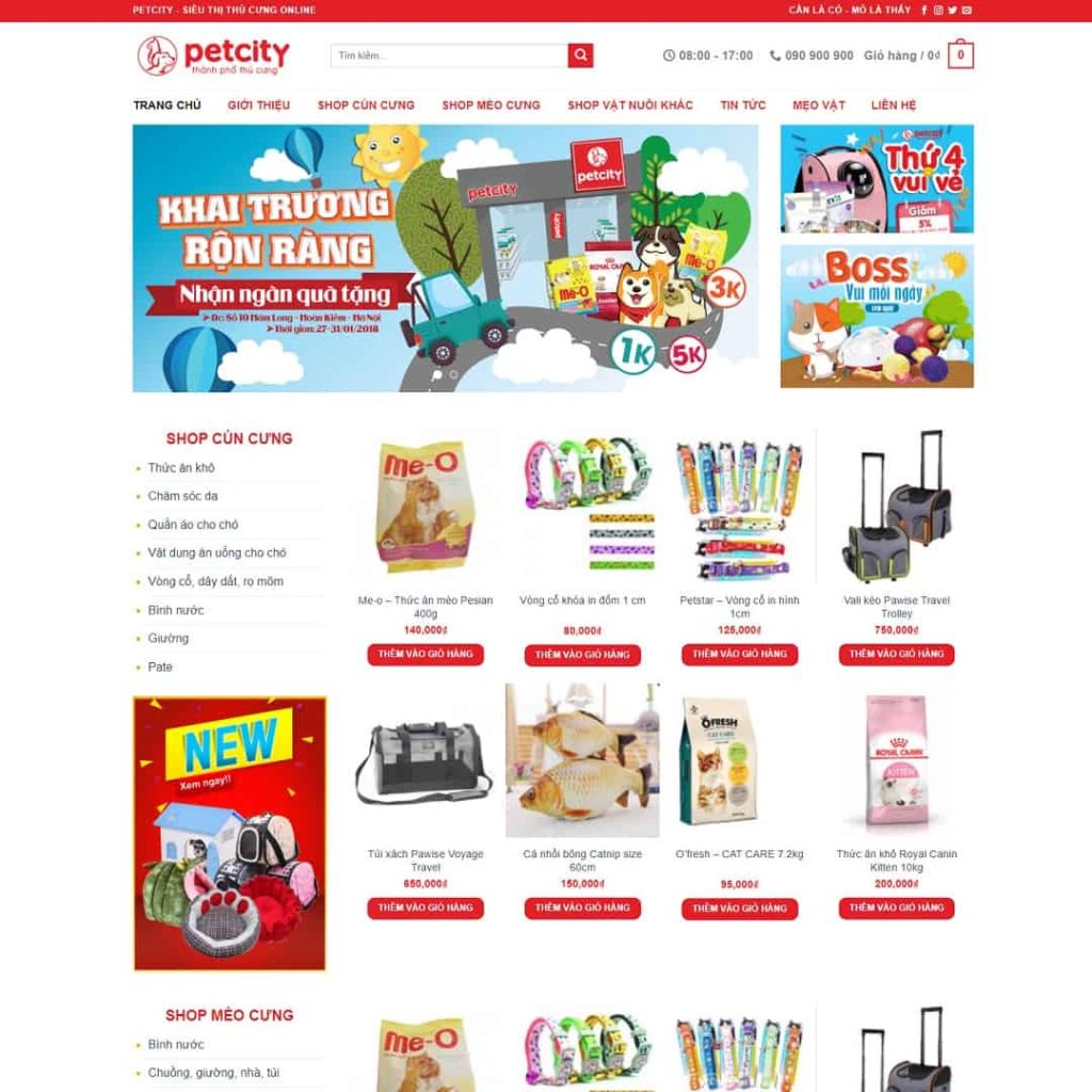 Theme bán đồ chơi, thực phẩm thú cưng