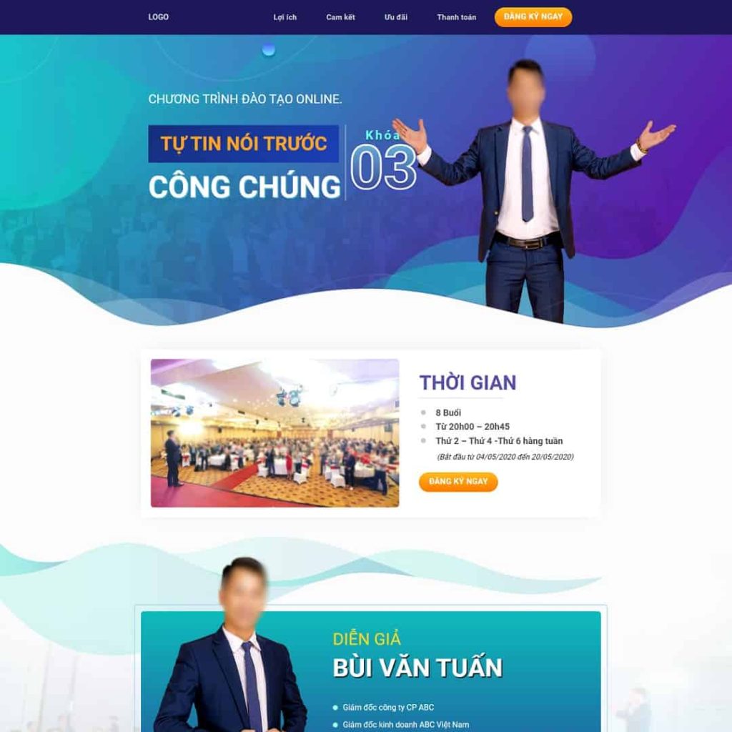 Theme landing page khóa học giao tiếp