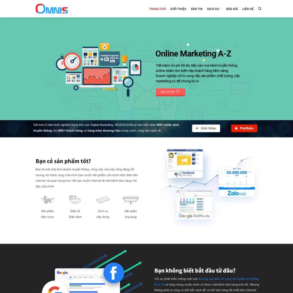 Theme công ty thiết kế web, marketing online