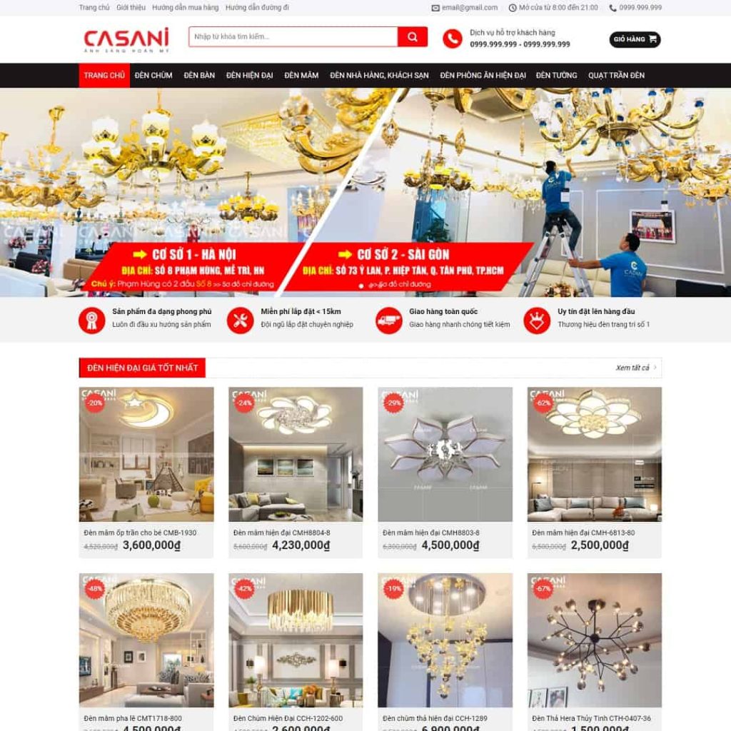 Theme bán đèn Led, đèn trang trí