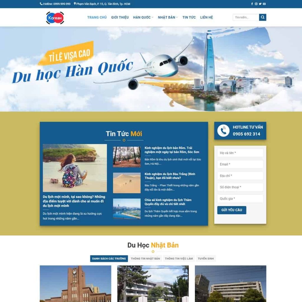 Theme công ty du học Hàn Quốc