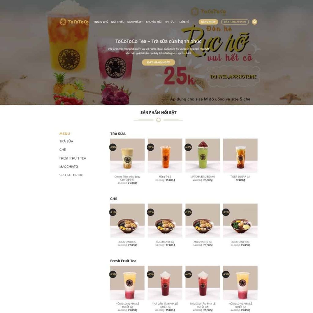 Theme cửa hàng trà sữa tocotoco