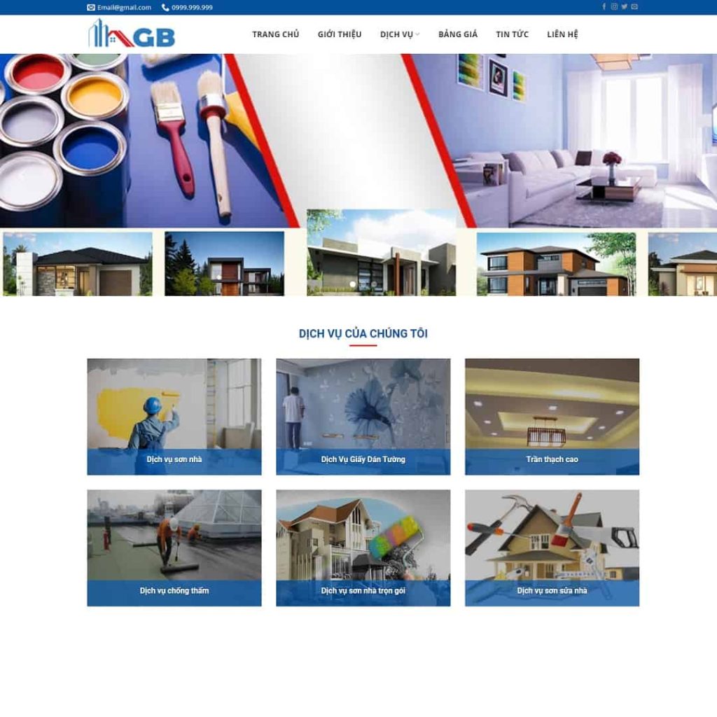 Theme dịch vụ sơn nhà, sửa nhà