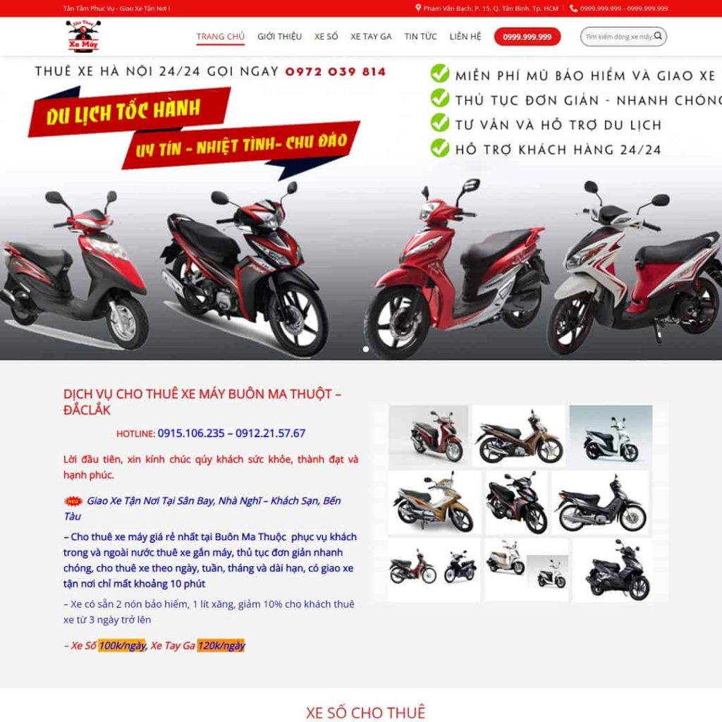 Theme dịch vụ cho thuê xe máy