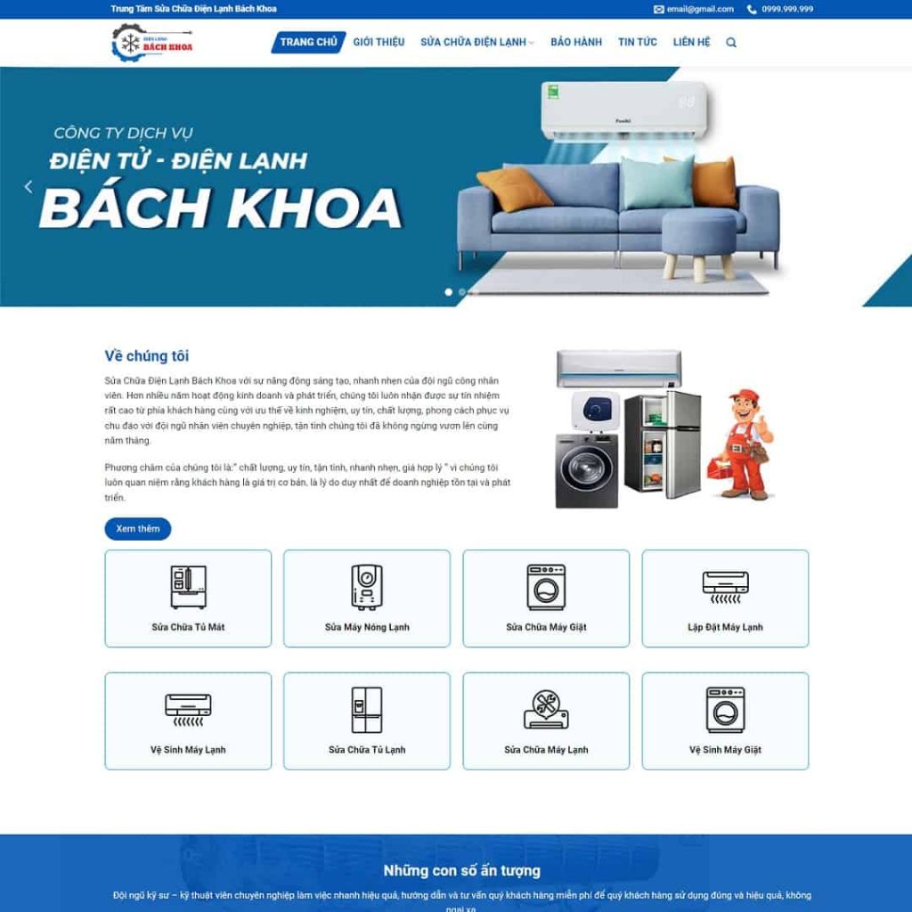 Theme dịch vụ sửa chữa điện lạnh