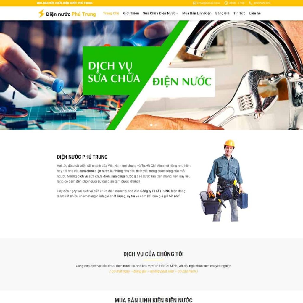 Theme dịch vụ sửa chữa điện nước