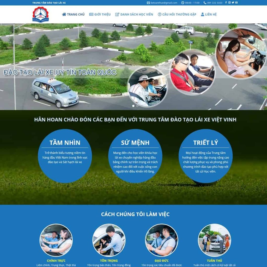 Theme trung tâm đào tạo lái xe