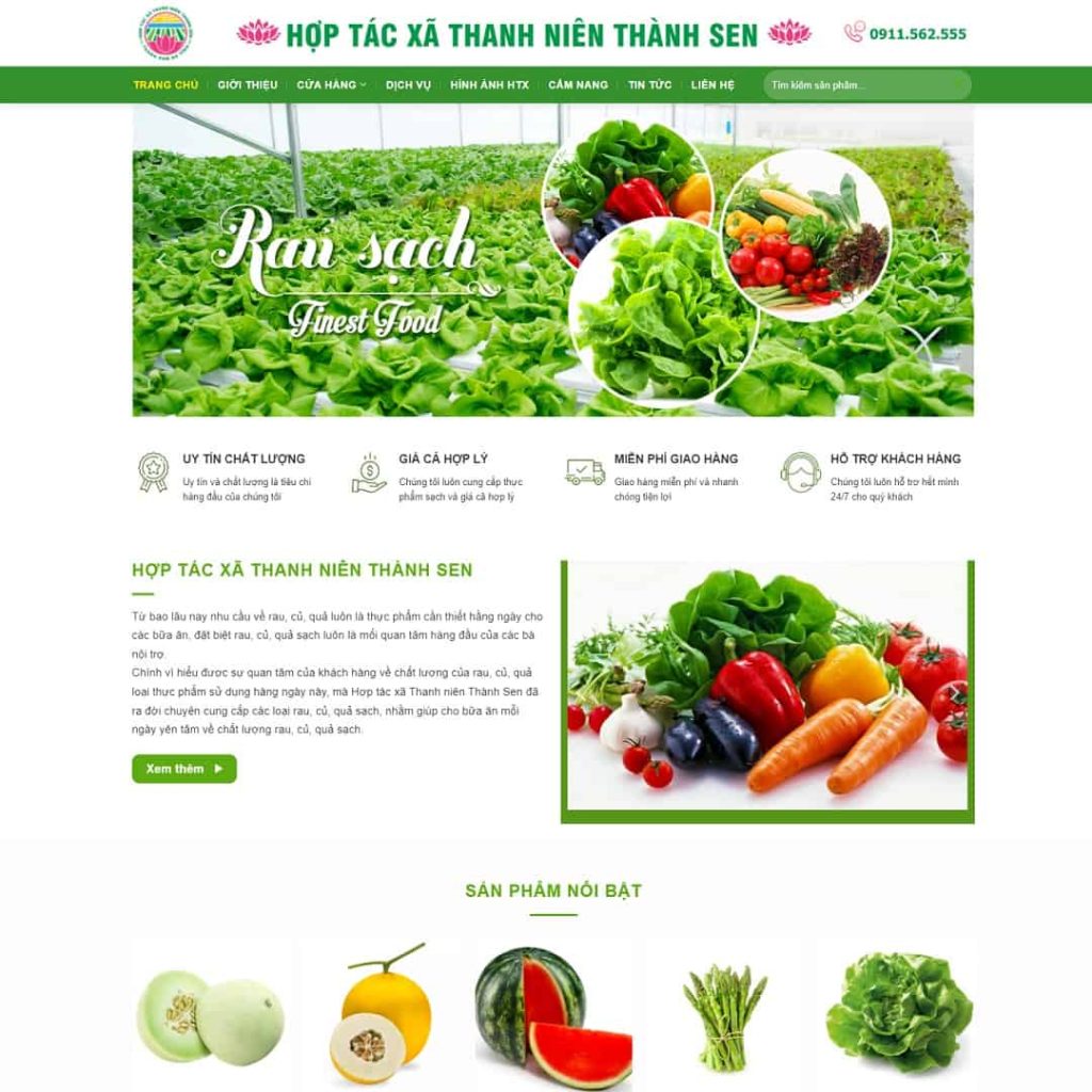 Theme hợp tác xã nông sản, rau sạch