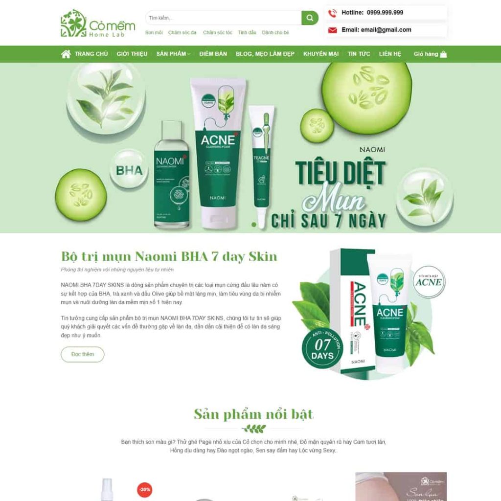 Theme Mỹ phẩm, trị mụn