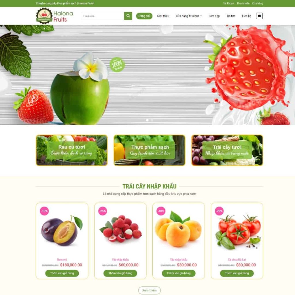 Theme bán trái cây, hoa quả nông sản