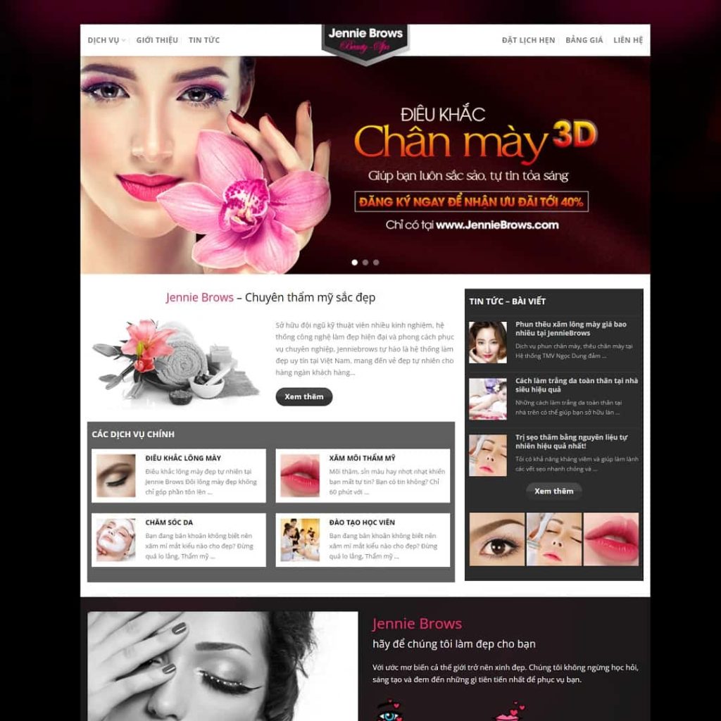 Theme dịch vụ phun xăm thẩm mỹ