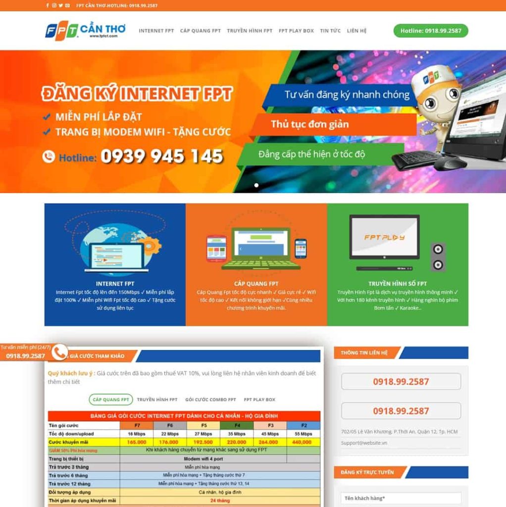 Theme dịch vụ lắp mạng internet