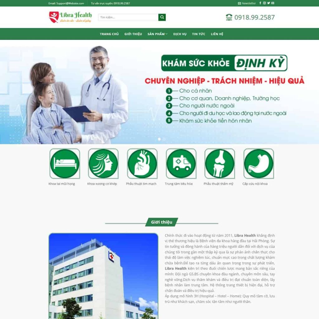 Theme dịch vụ, phòng khám sức khỏe