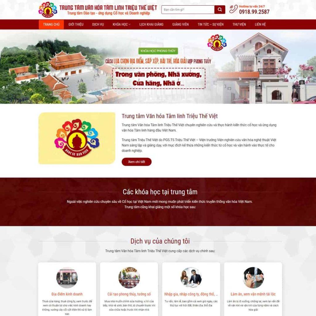Theme trung tâm đào tạo phong thủy