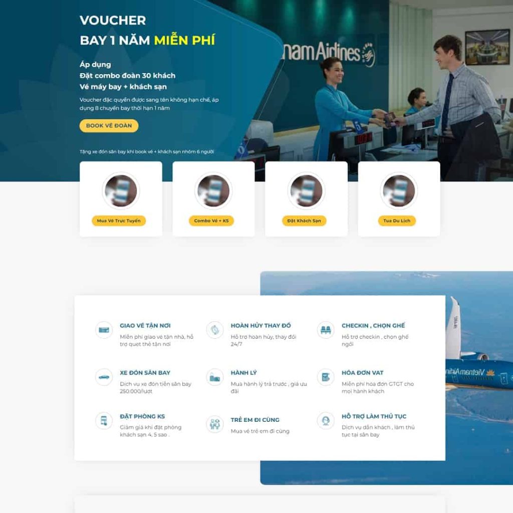 Theme landing page bán Vé máy bay