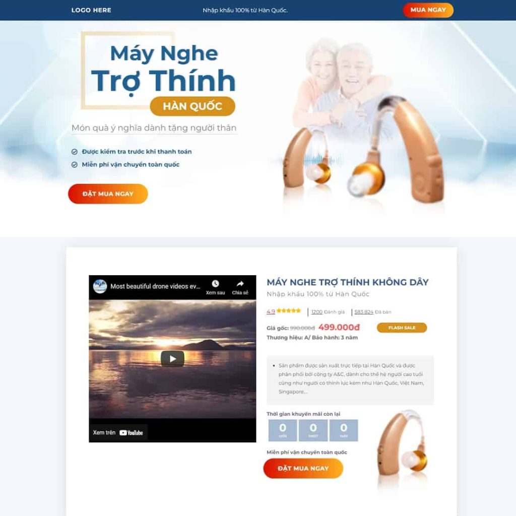 Theme landing page máy nghe trợ thính