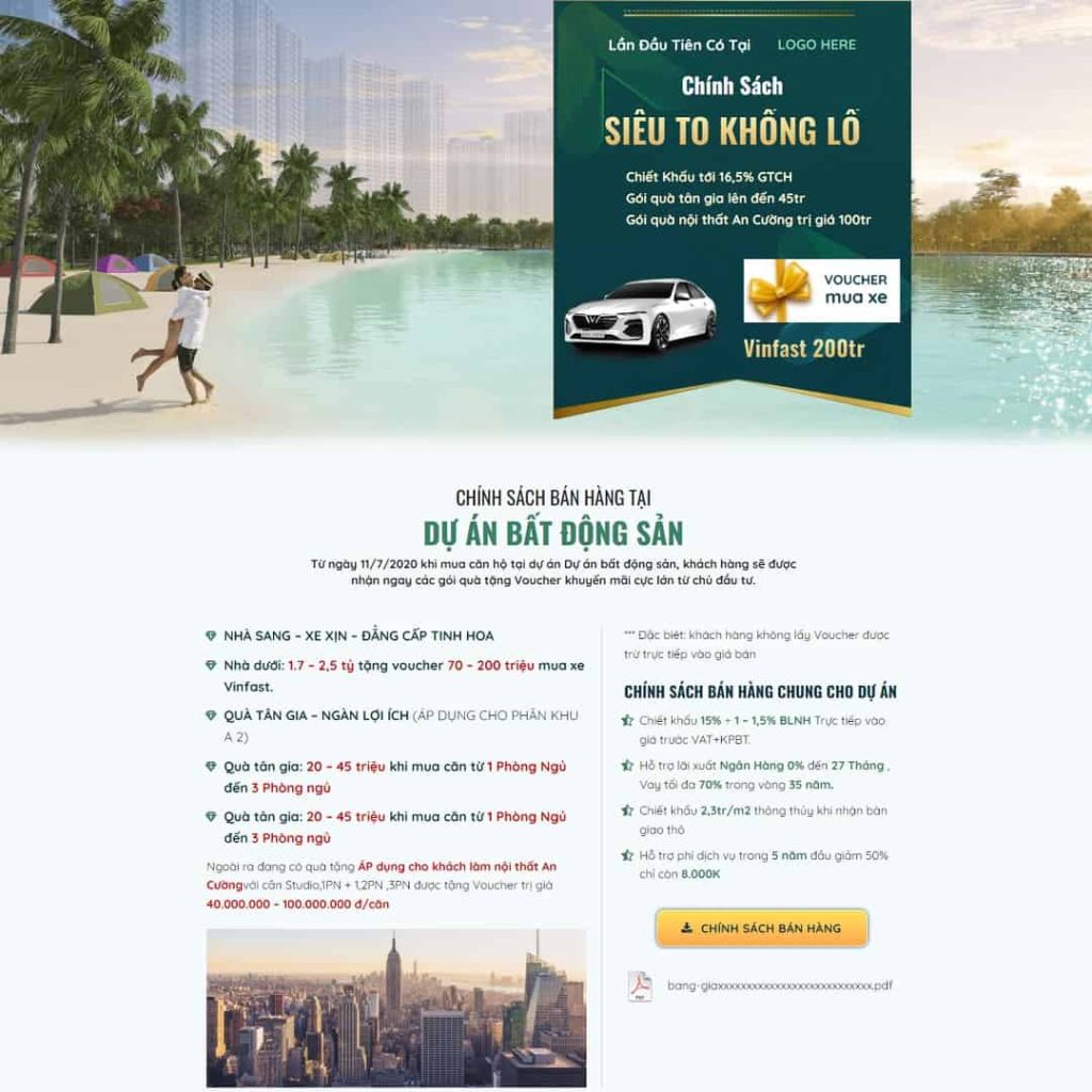 Theme landing page dự án bất động sản