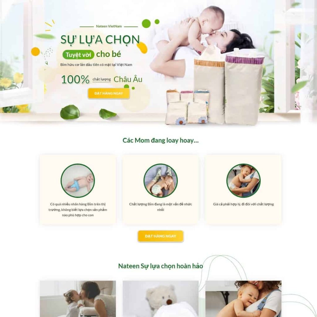 Theme landing page bỉm cho bé