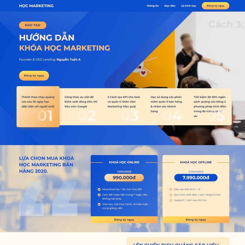 Theme landing page khóa học Marketing Online