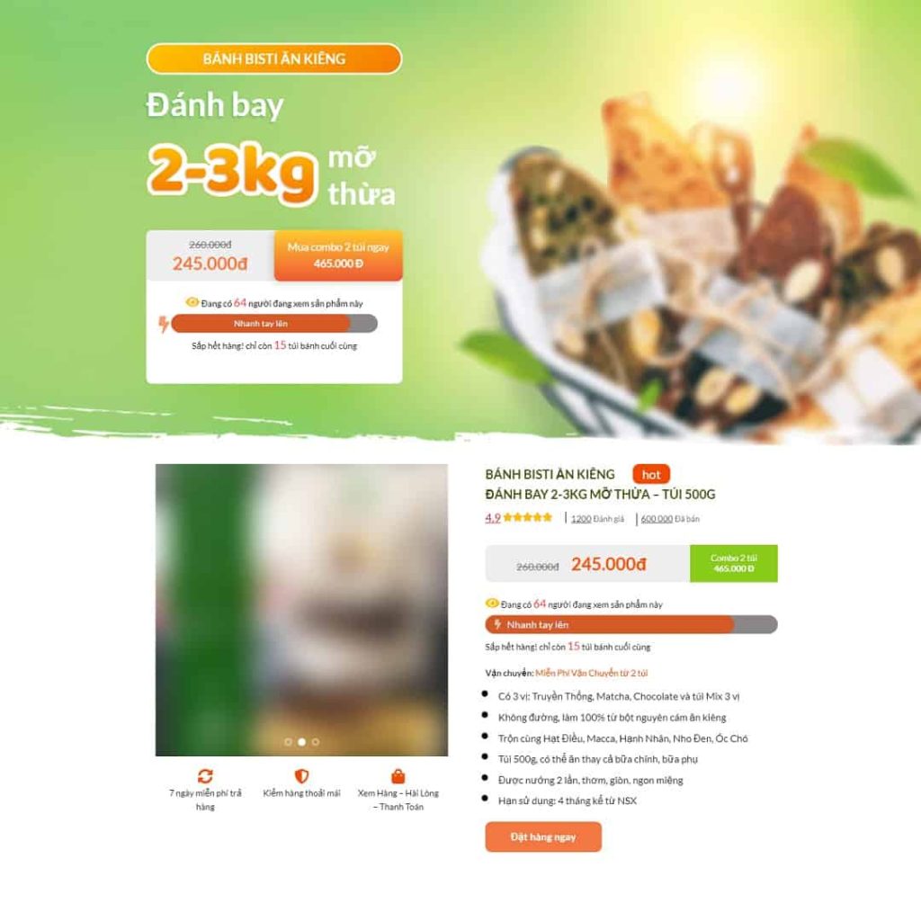 Theme Landing page bánh giảm cân
