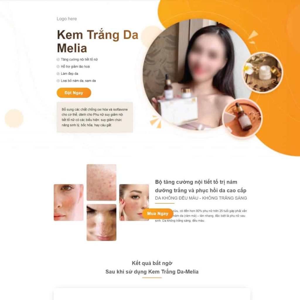 Theme Landing page kem trị nám