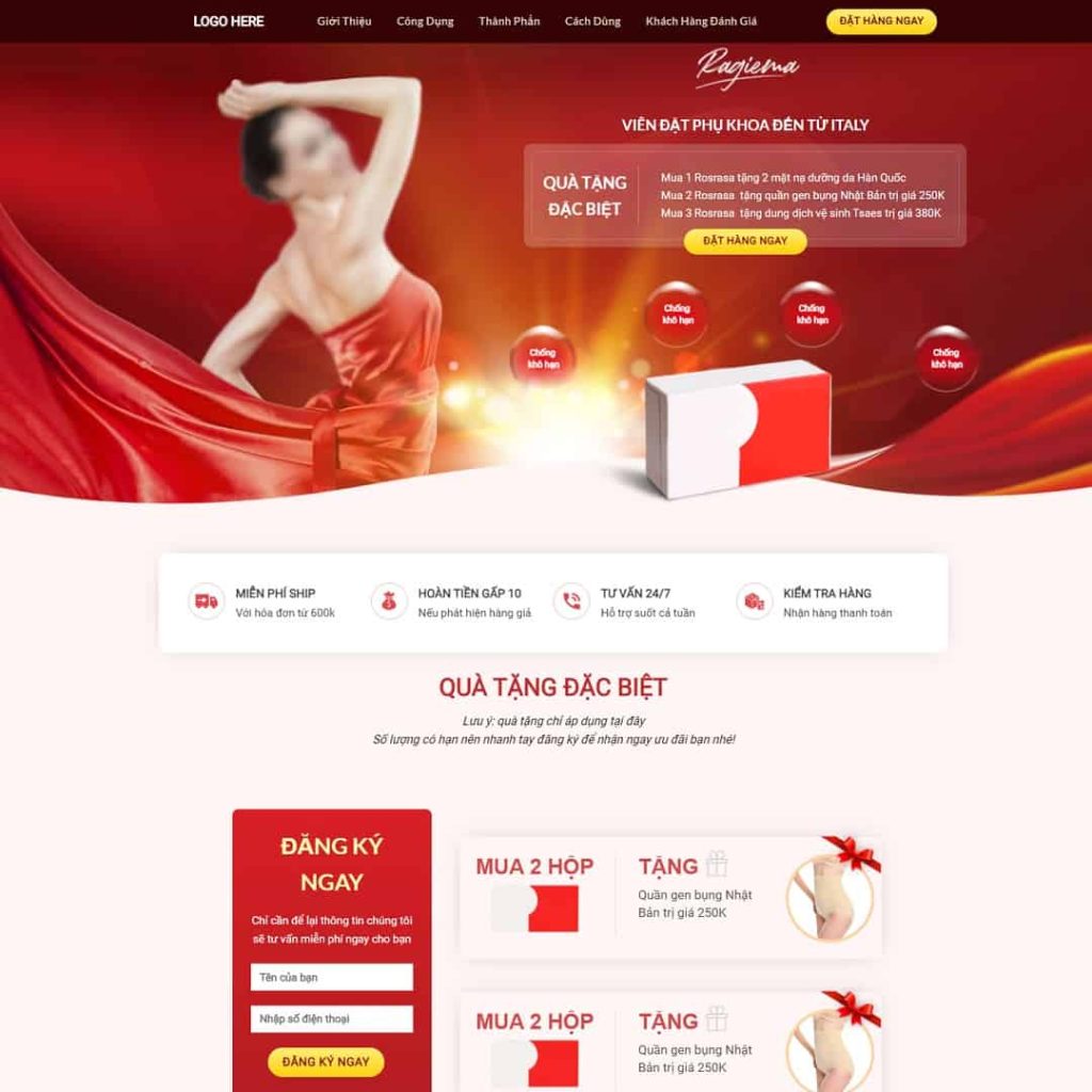 Theme Landing page viên đặt phụ khoa
