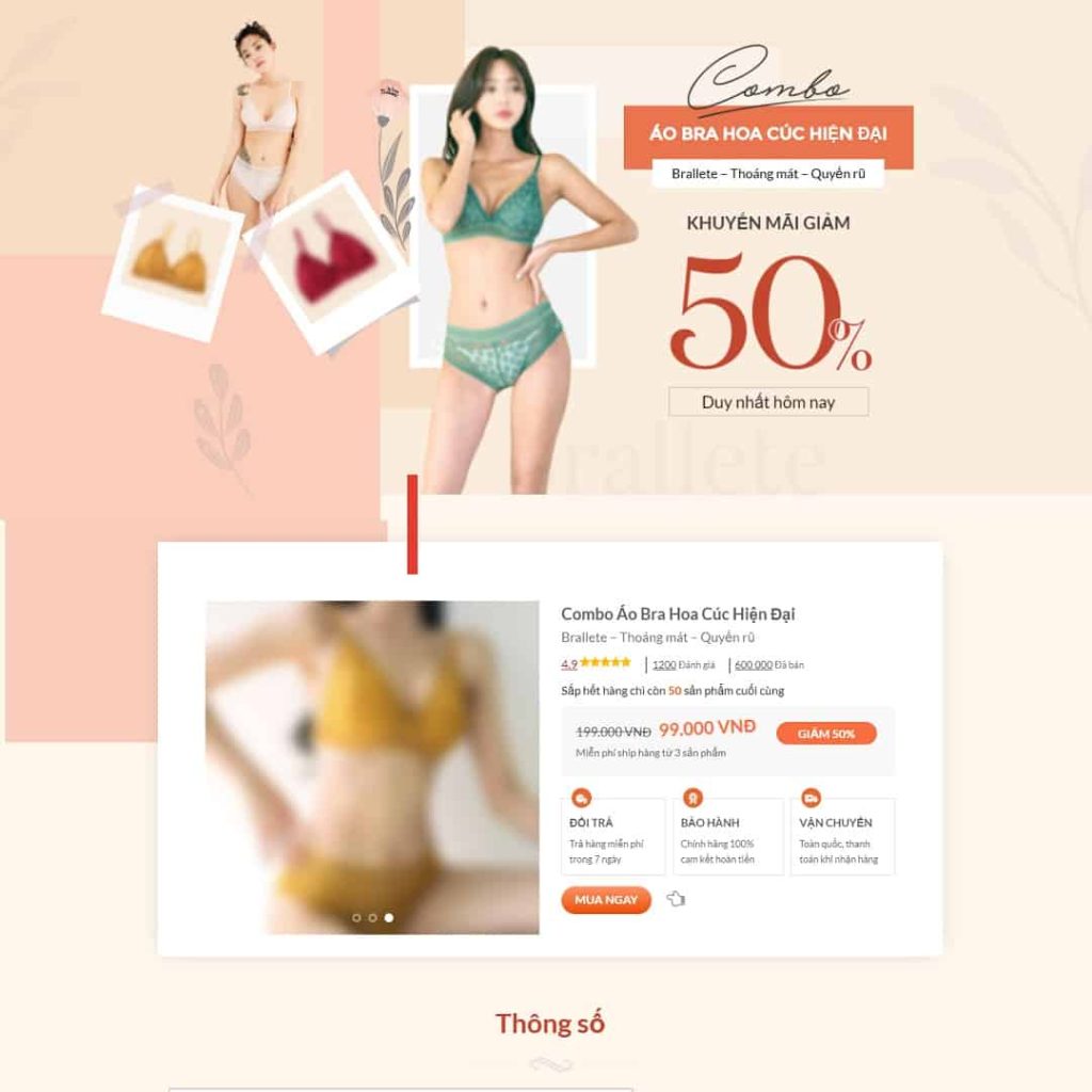 Theme Landing page bán hàng nội y