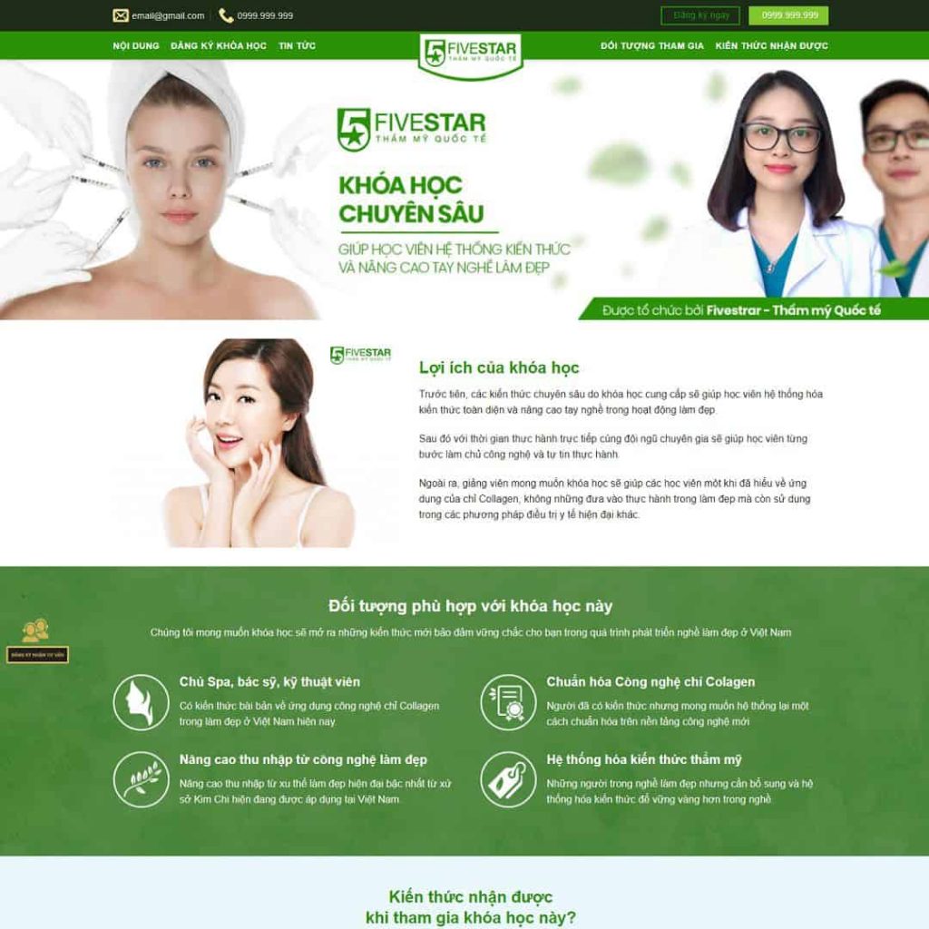 Theme giới thiệu khóa học làm đẹp