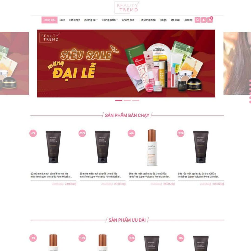Theme Shop bán mỹ phẩm