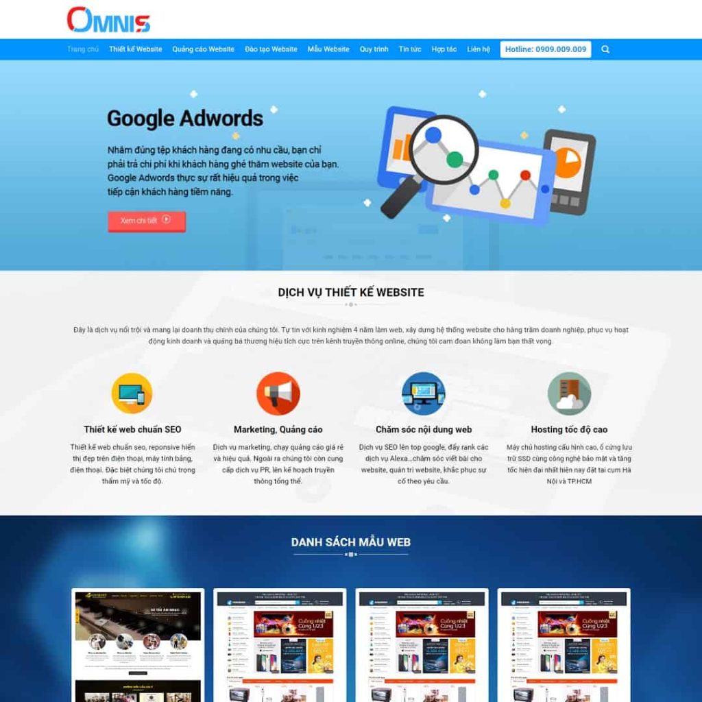 Theme dịch vụ thiết kế web, marketing online