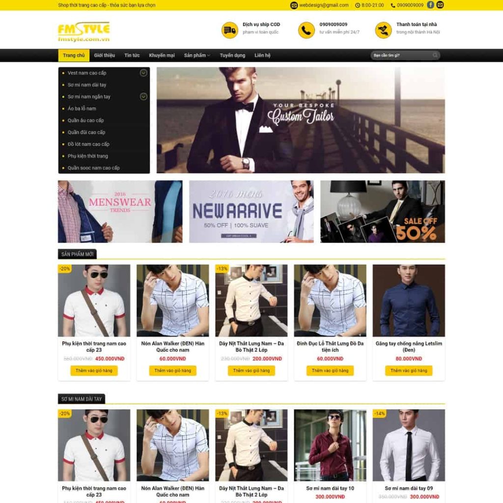 Theme shop thời trang nam