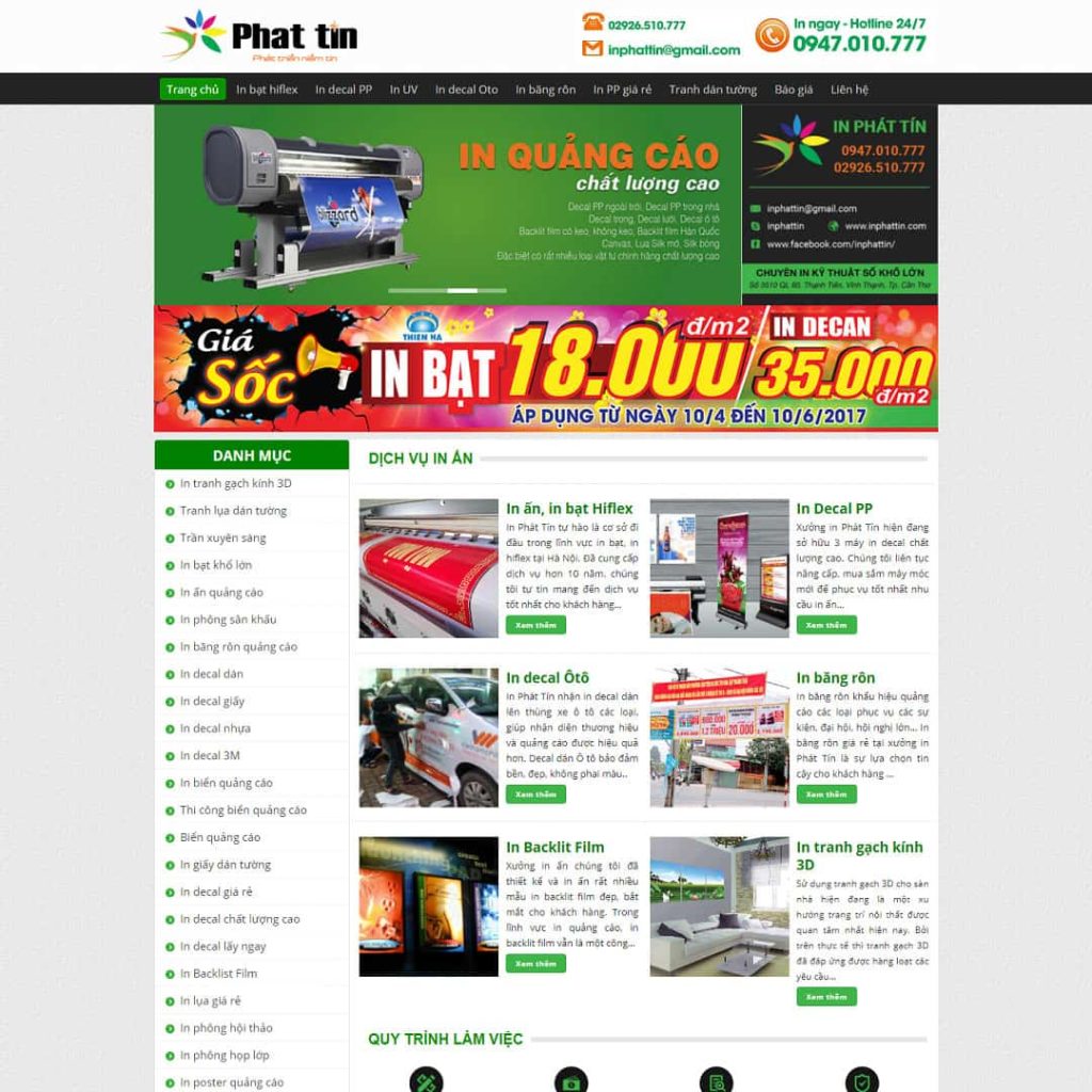 Theme dịch vụ in bạt, decal