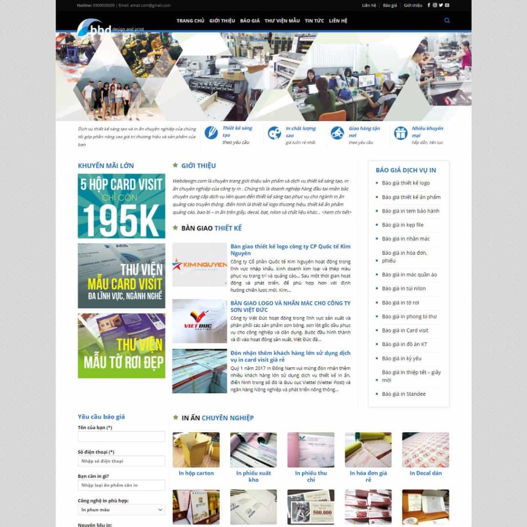 Theme dịch vụ thiết kế, in ấn 02