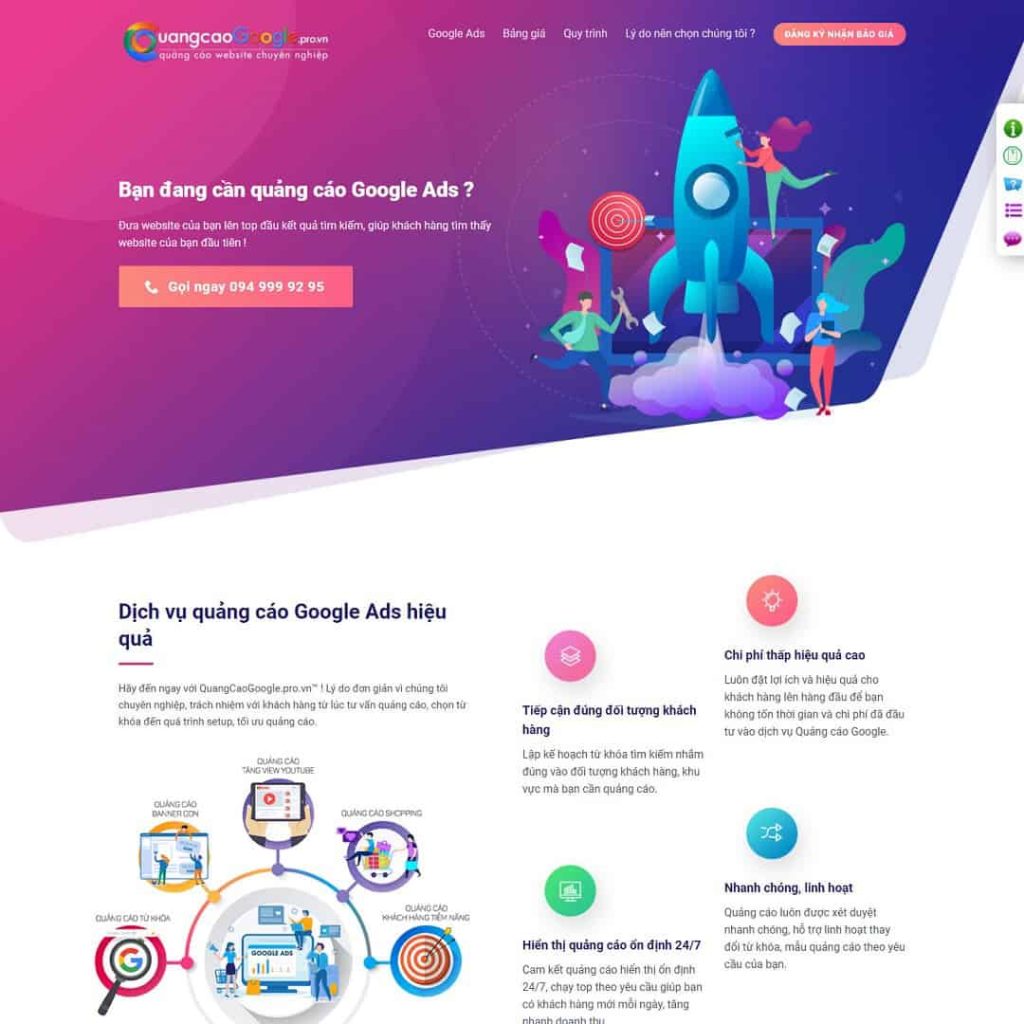 Theme landing page dịch vụ quảng cáo online