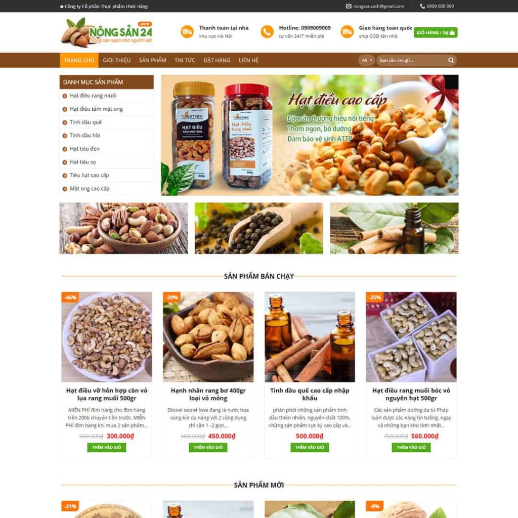 Theme bán hạt điều, thực phẩm