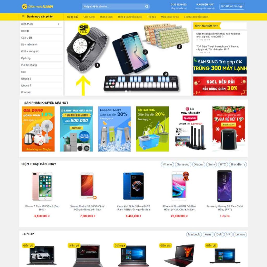 Theme giống điện máy xanh
