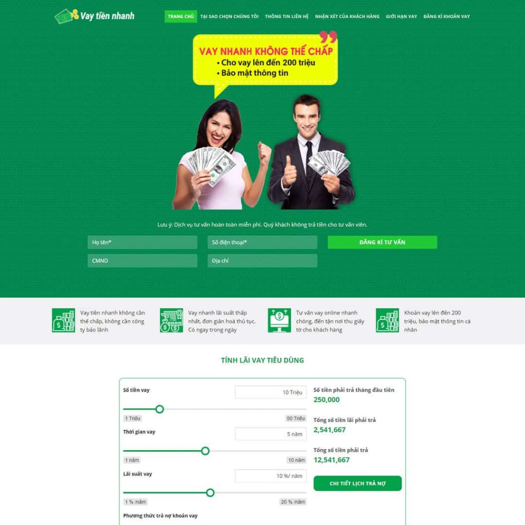 Theme dịch vụ tín dụng, vay tiền nhanh