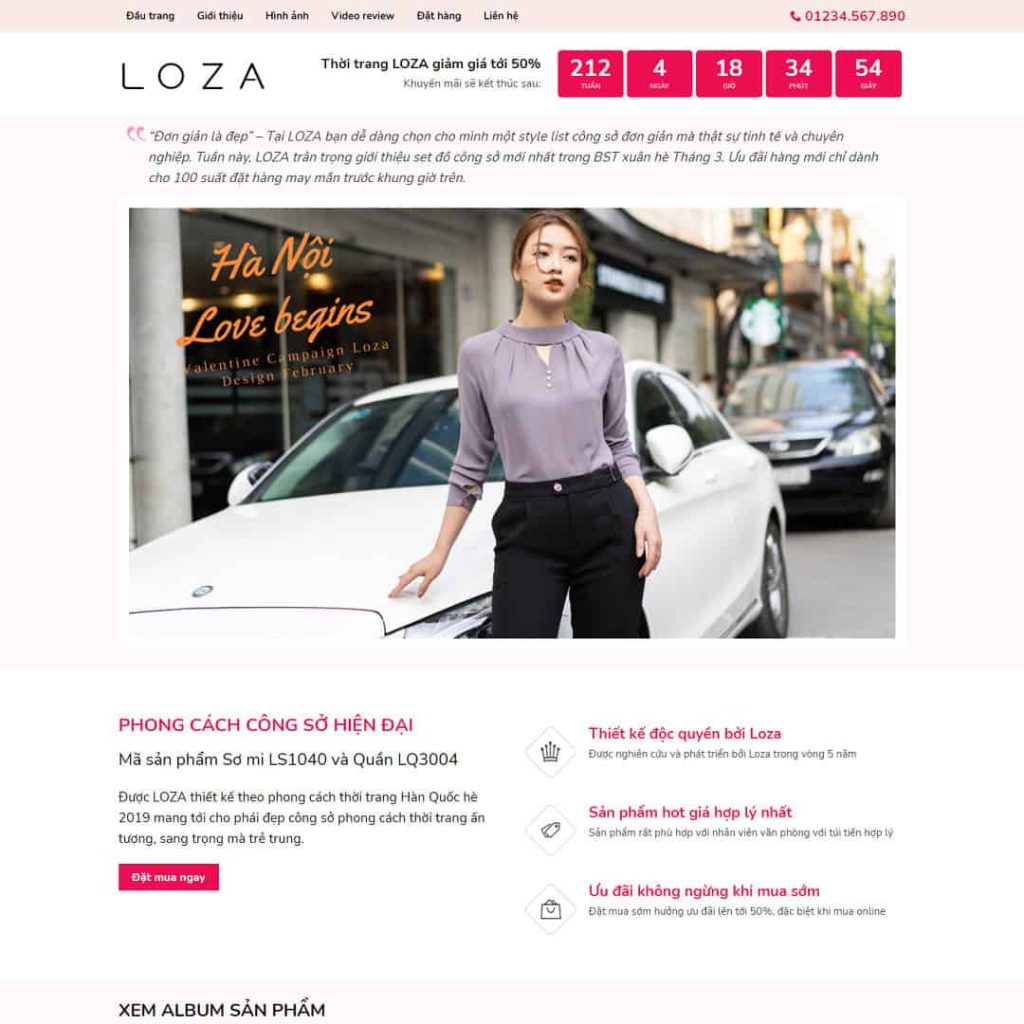 Theme landing page bán thời trang, quần áo