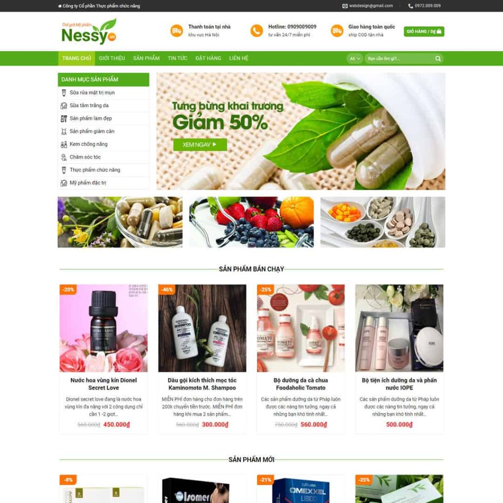Theme bán hàng dược phẩm, mỹ phẩm