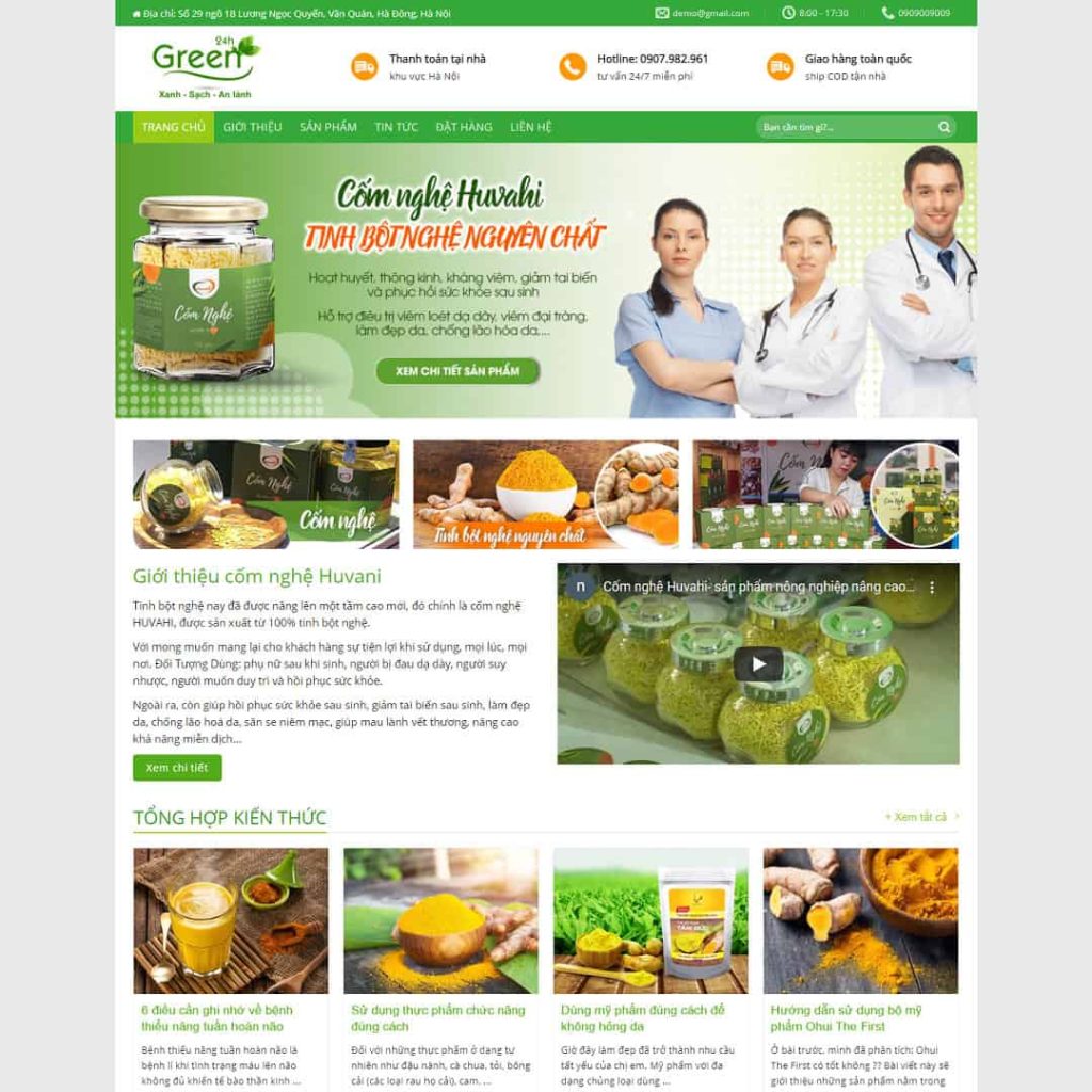 Theme bán sản phẩm tinh bột nghệ