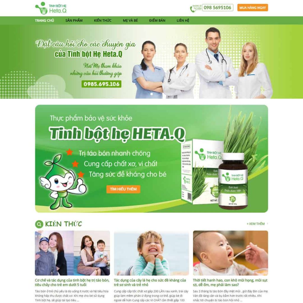 Theme bán sản phẩm tinh bộ hẹ