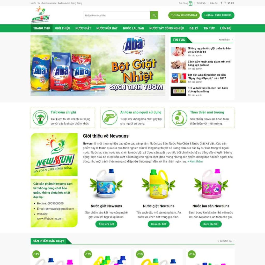 Theme bán bột giặt, nước tẩy rửa
