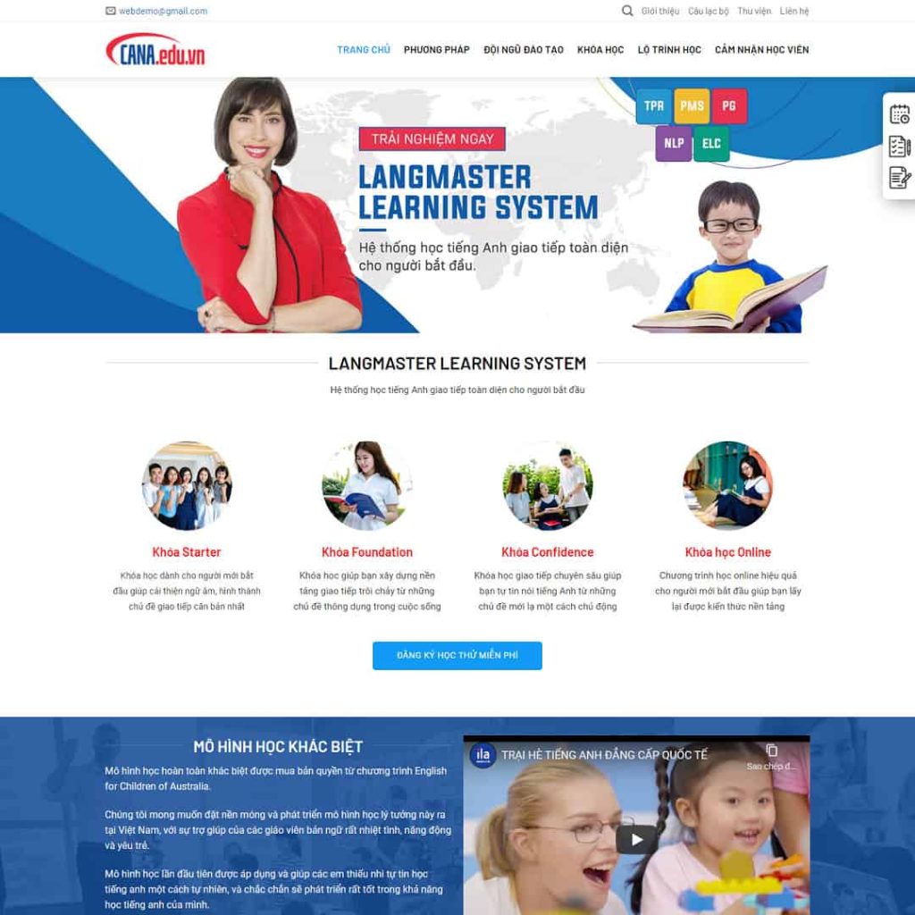 Theme giới thiệu khóa học tiếng anh