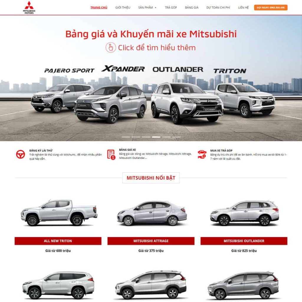 Theme bán ô tô Misubishi