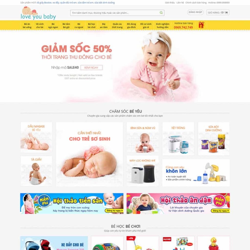 Theme bán sản phẩm mẹ và bé