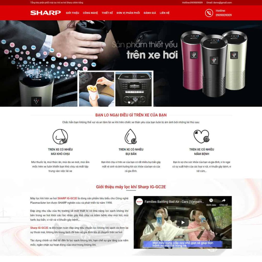 Theme landing page giới thiệu máy lọc khí