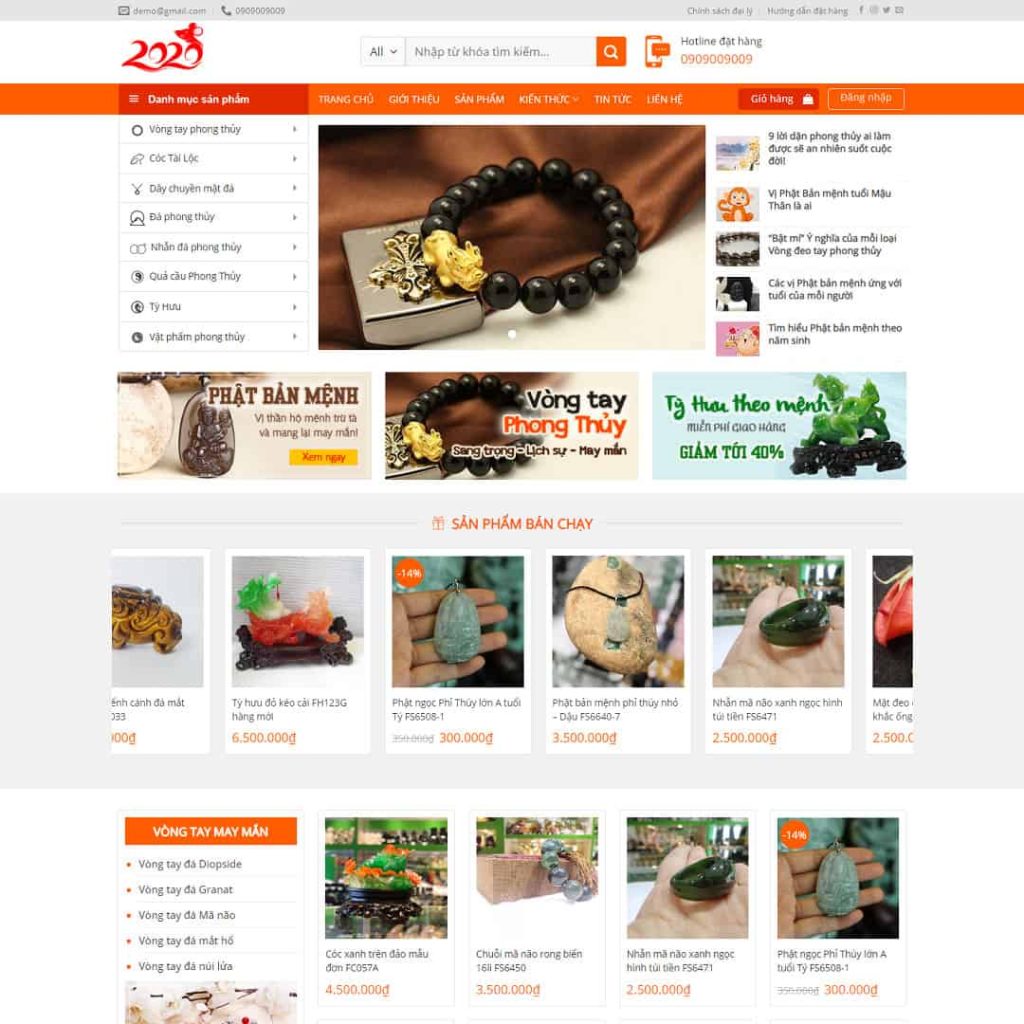 Theme Shop bán vật phẩm phong thủy