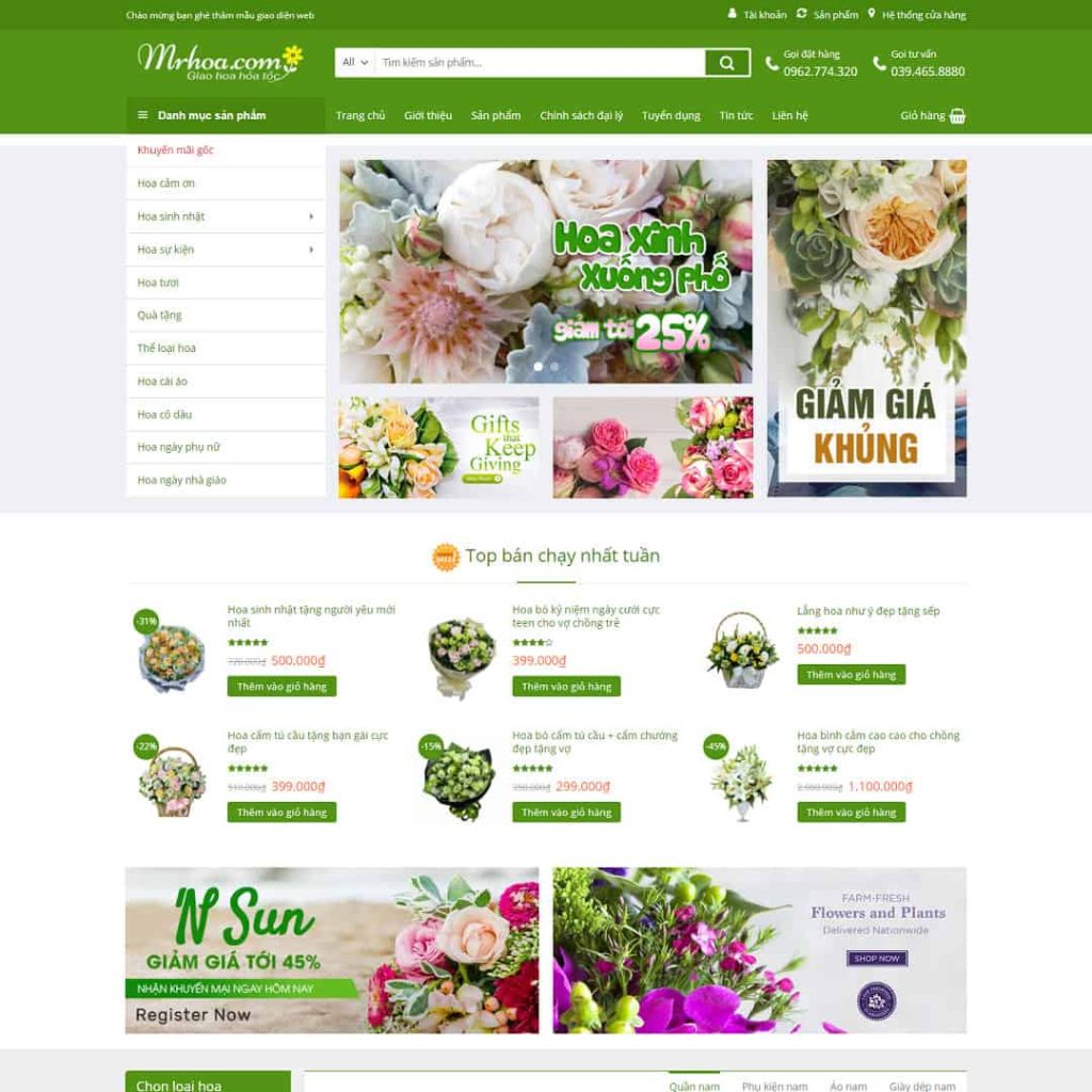 Theme cửa hàng bán hoa 01