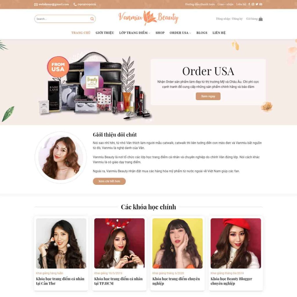 Theme khóa học dạy trang điểm